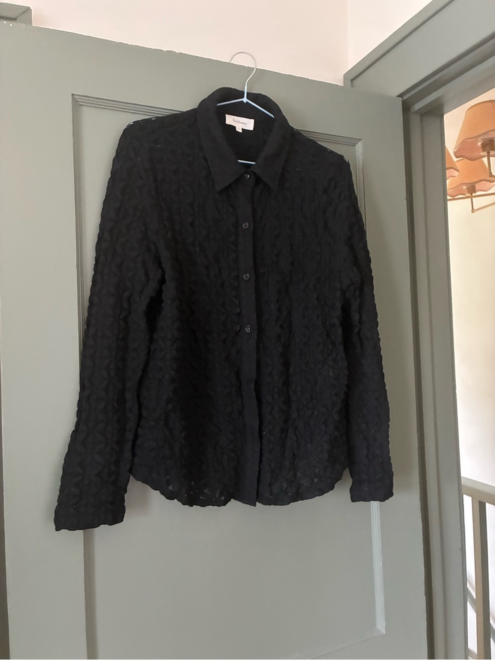 bohme Black Textured Button-Down Shirt